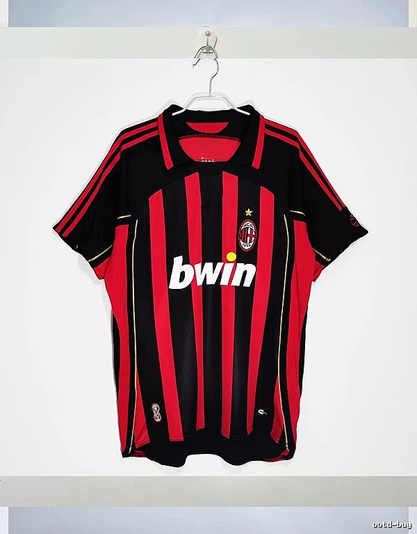 AC Milan Patterned Retro soccer jersey Red Black Striped with Polished Detail