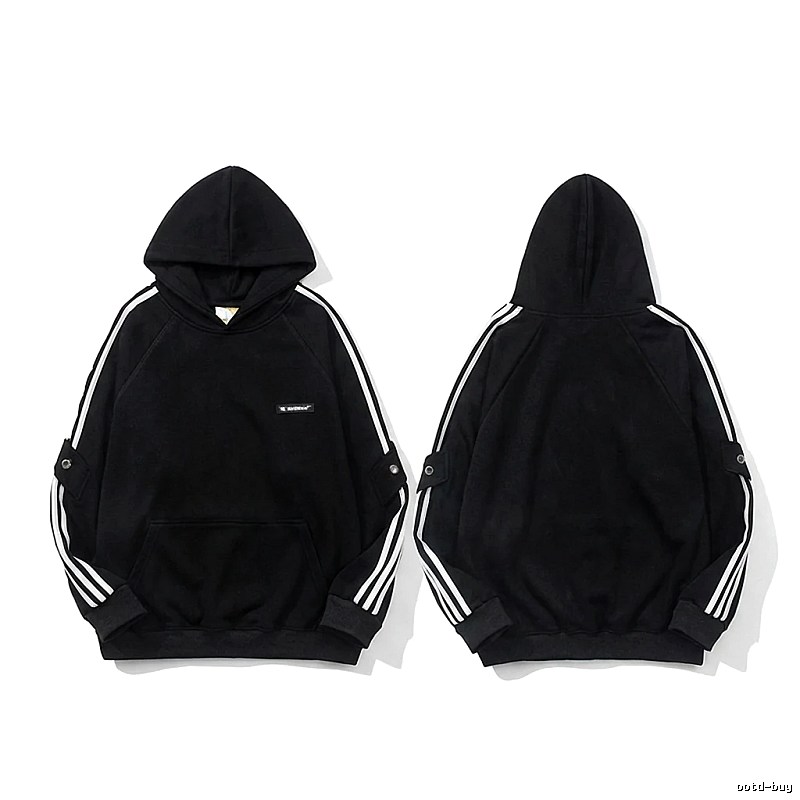 Adidas three - stripe trendy and cool black sweatshirt