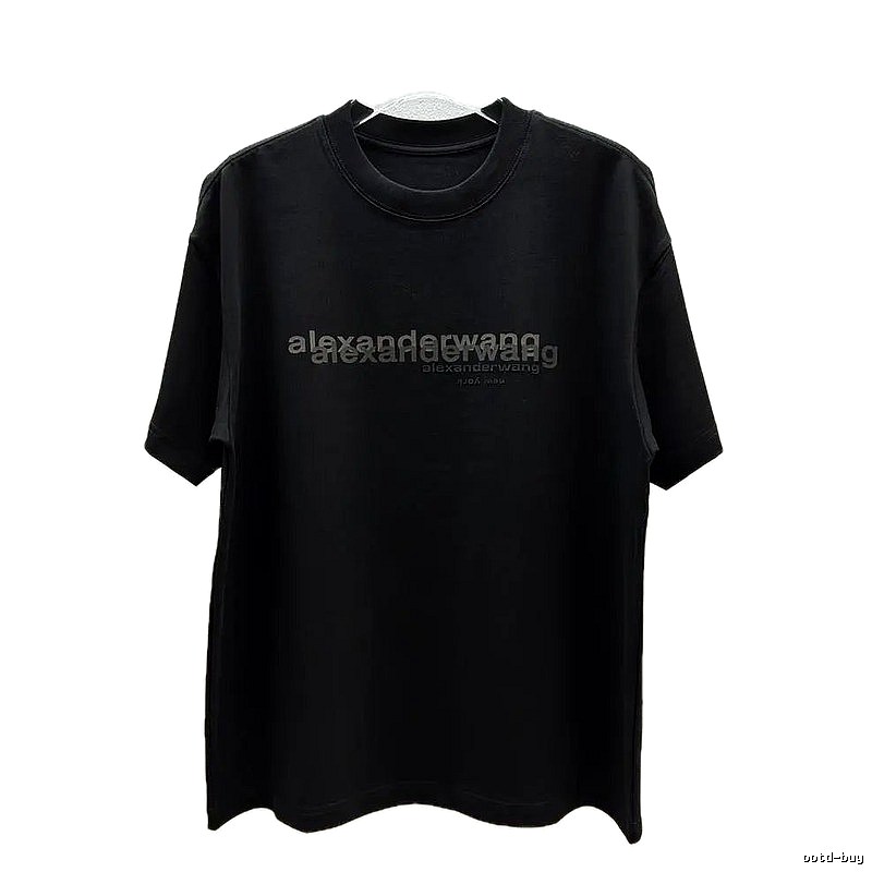 Alexander Wang Letter Print Trendy & Cool Black T-Shirt