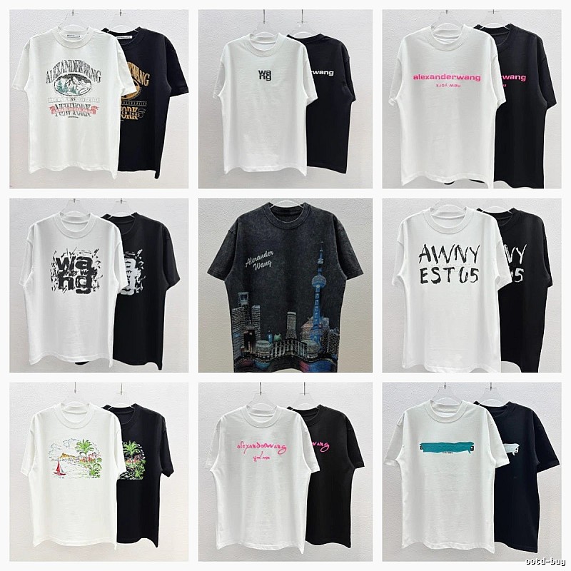 Alexander Wang Printed Street-style Black and White T-shirt