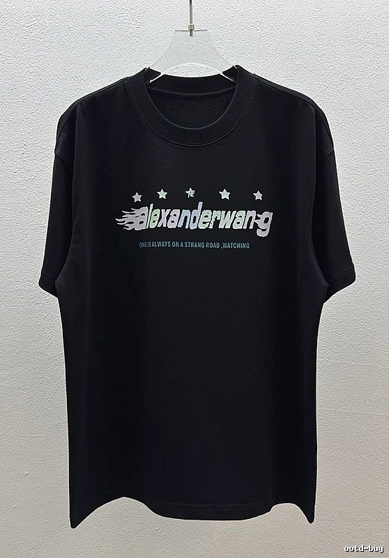 Alexander Wang Star Print Trendy Black T-Shirt