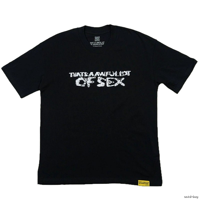 ALOCS Letter Printed Street Style Black T-Shirt