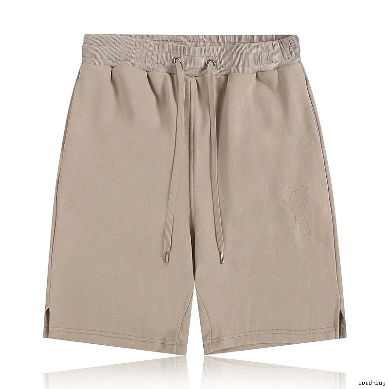 AMI Embroidered Trendy Brand Khaki Shorts