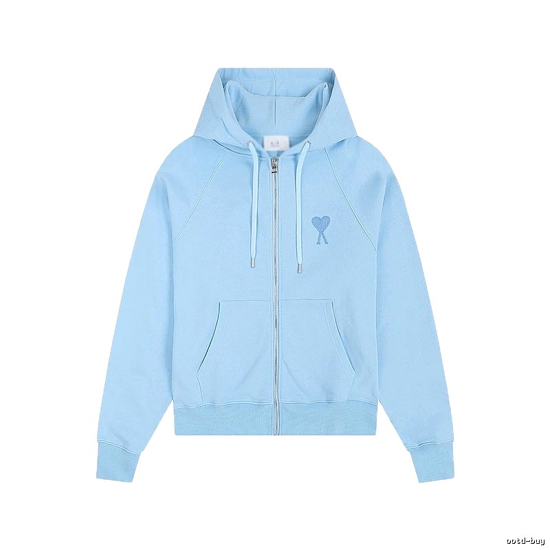 AMI Love Embroidery Light Blue Hoodie