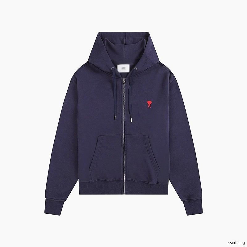 AMI Love Embroidery Style Dark Blue Hoodie