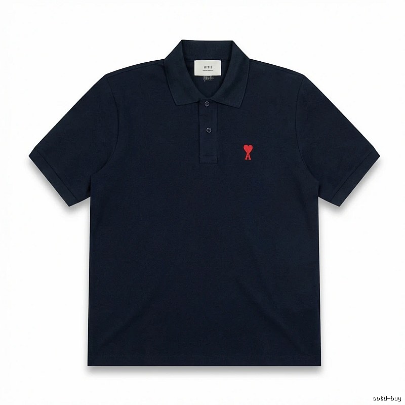 AMI Love Heart Logo Minimalist Style Polo Shirt