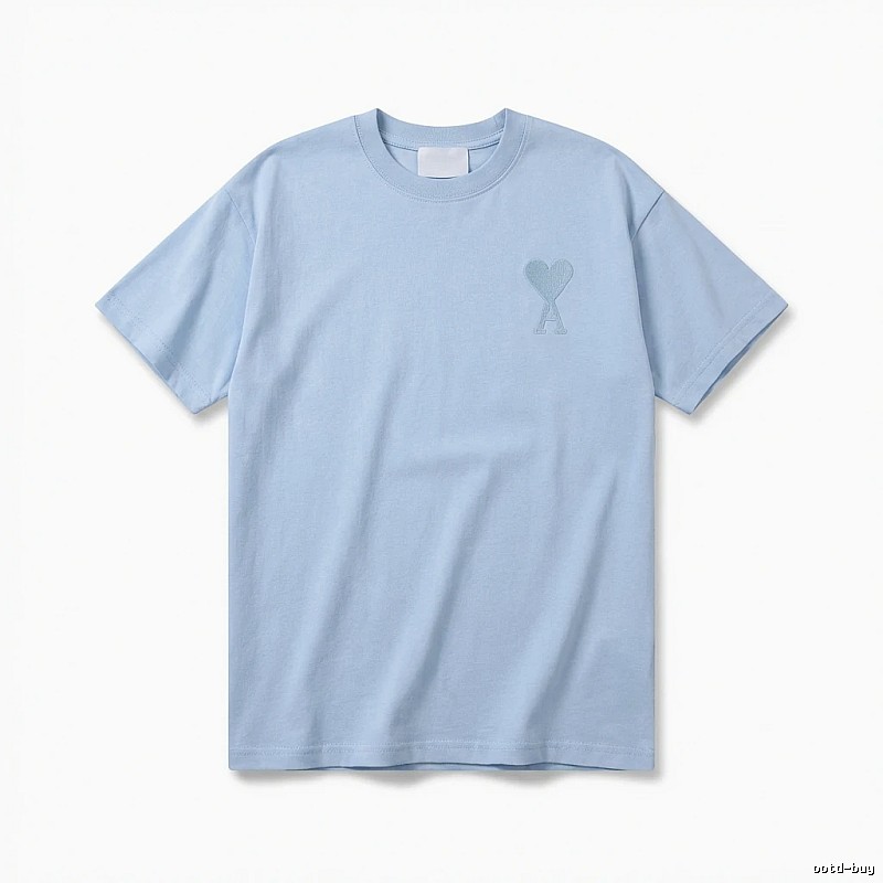 AMI Love Heart Pattern Light Blue T-shirt