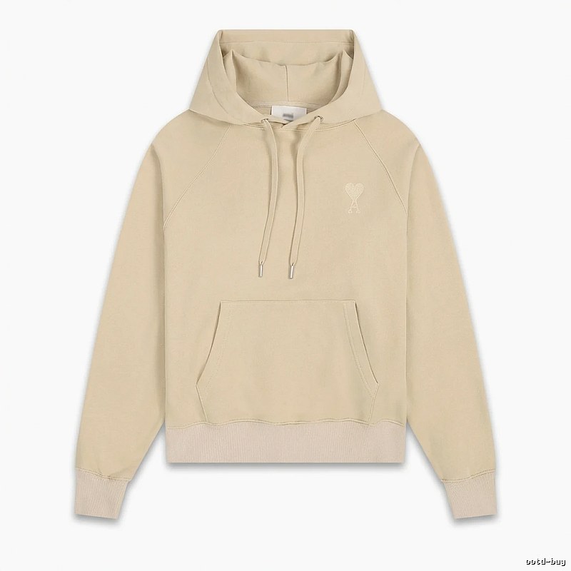AMI Love Minimalist Style Beige Hoodie