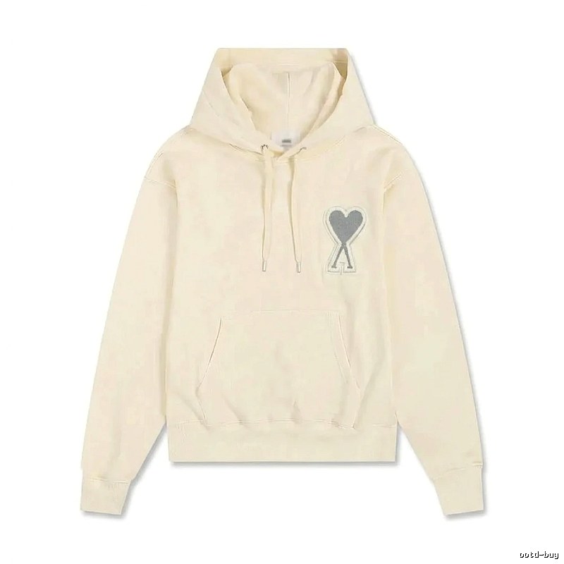 AMI Love Minimalist Style Beige Hoodie