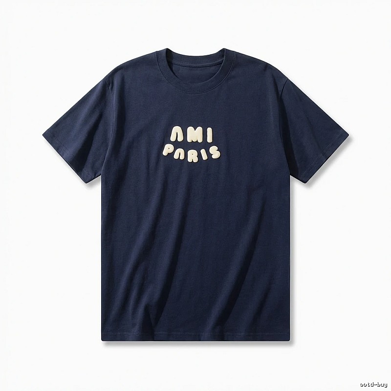 AMI minimalist style dark blue T-shirt