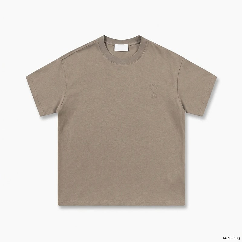 AMI minimalist style khaki T-shirt