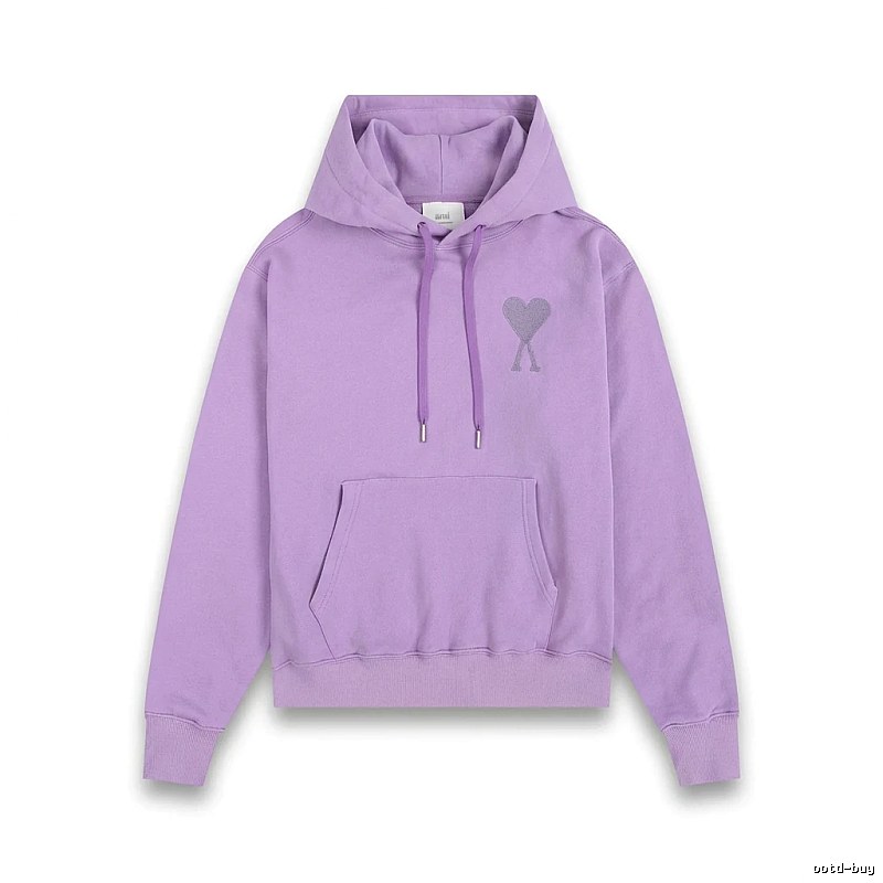 AMI series minimalist style purple hoodie