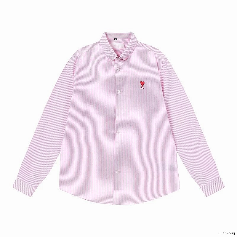 AMI Stripe Minimalist Style Pink Shirt
