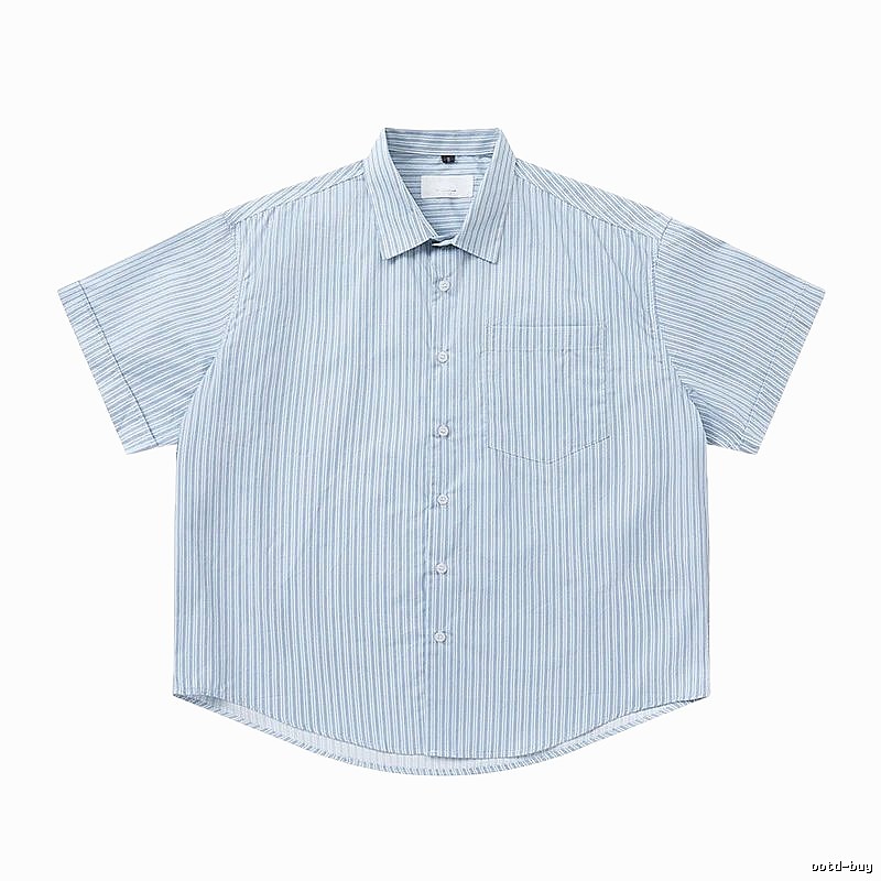 AMI striped minimalist style blue shirt