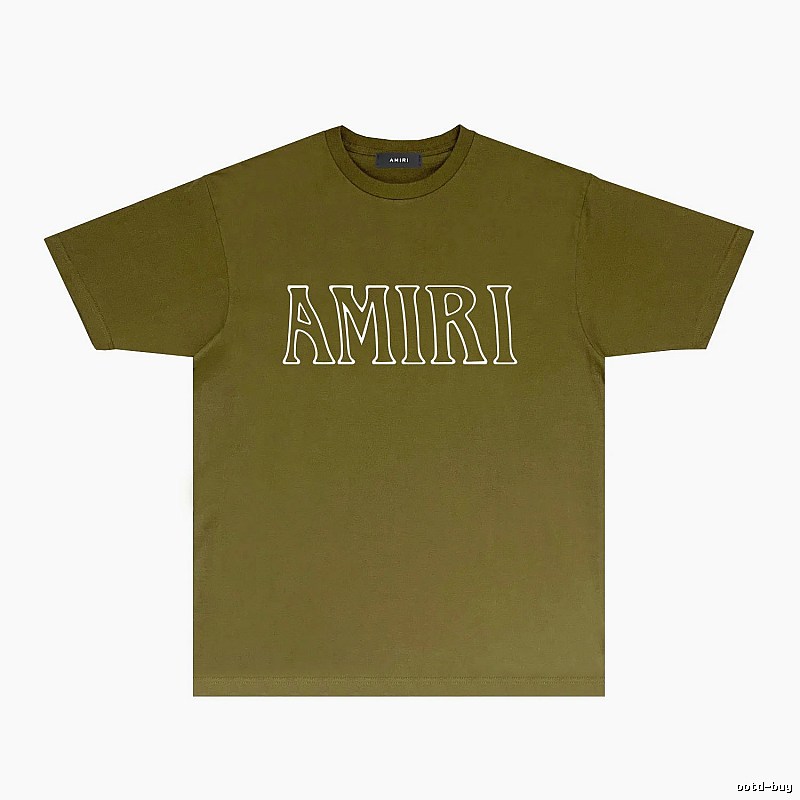 AMIRI Basic Style Trendy and Cool Olive Green T-shirt