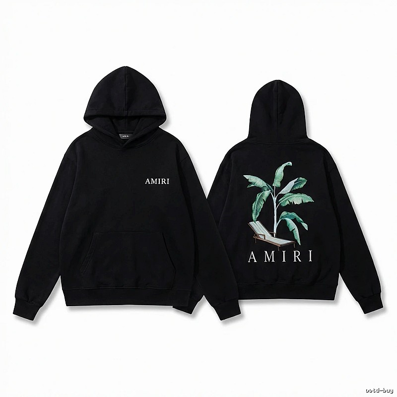 AMIRI black hoodie with palm print pattern