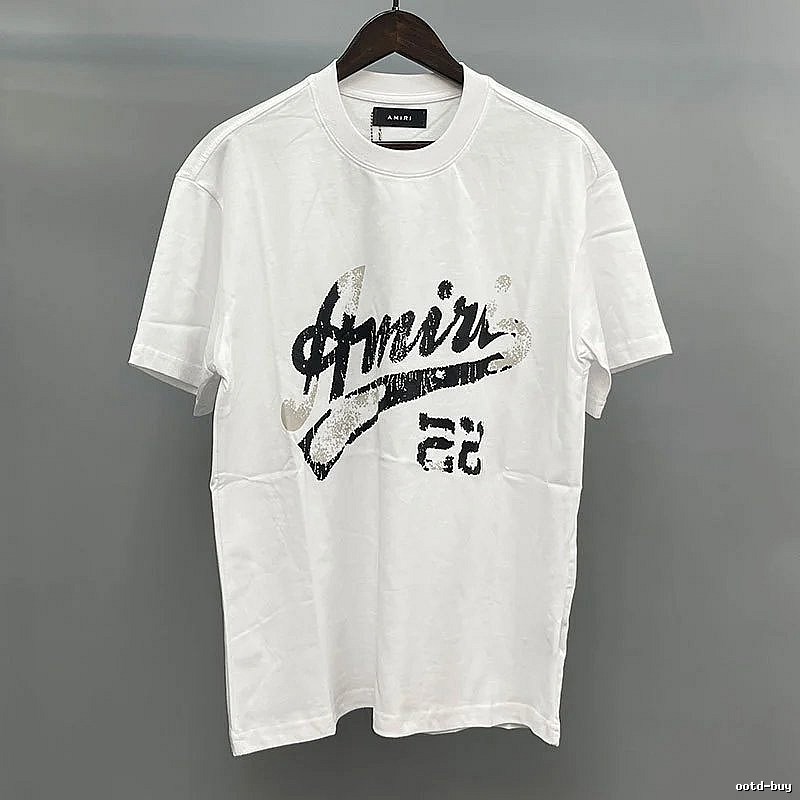Amiri Black Lettering With Slash Detail White Records Graphic T-Shirt Resort Wear