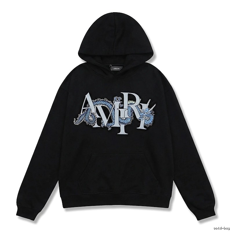 AMIRI Dragon-Patterned Trendy and Cool Black Sweatshirt
