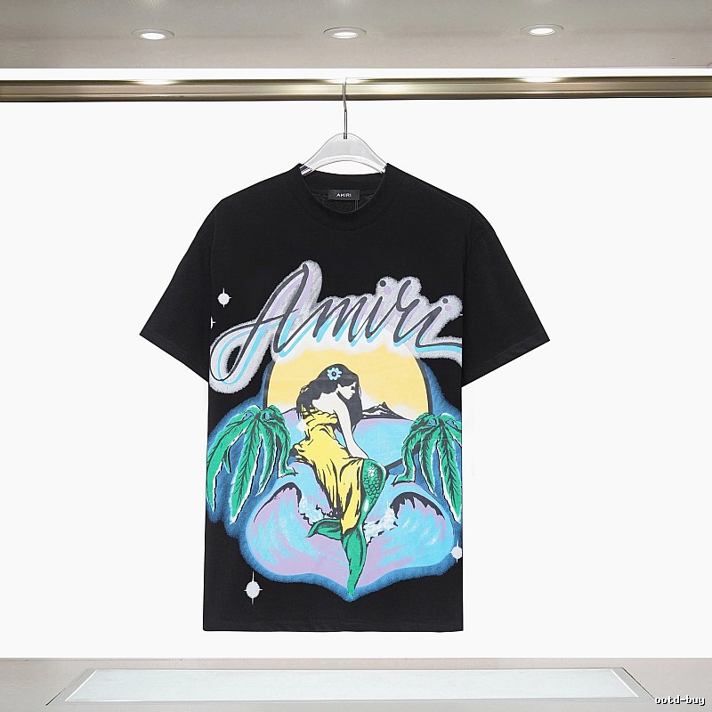 Amiri Monogram Graphic T-shirt White Blue Amiri for Casual Outfits