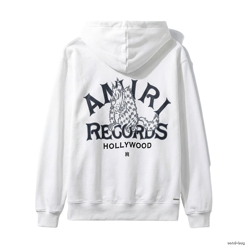 AMIRI RECORDS Series White Trendy and Cool Sweatshirt