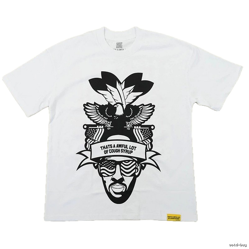 Awful Lot Portrait Print Street Style White T-Shirt