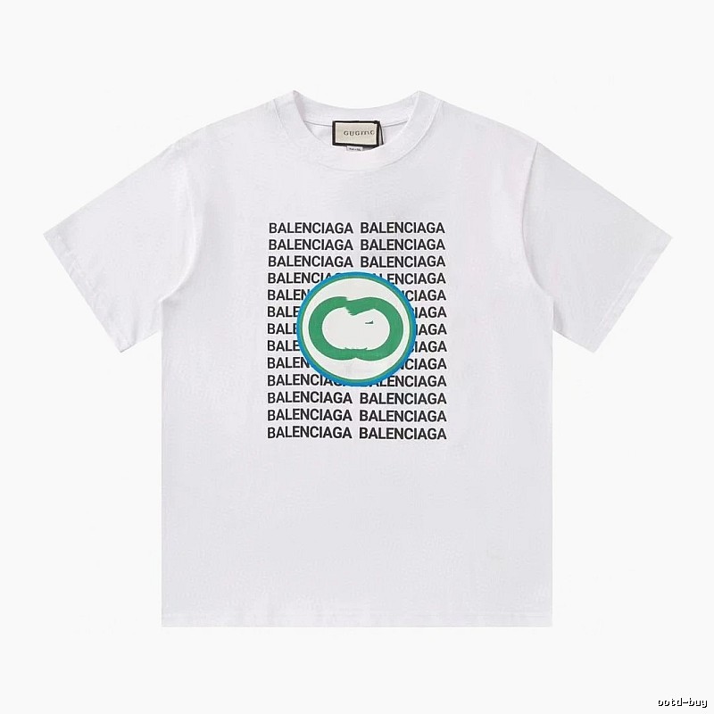 Balenciaga All-over Print Trendy Style White T-Shirt