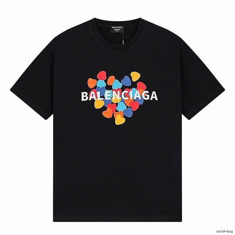 Balenciaga black T-shirt with a heart print.