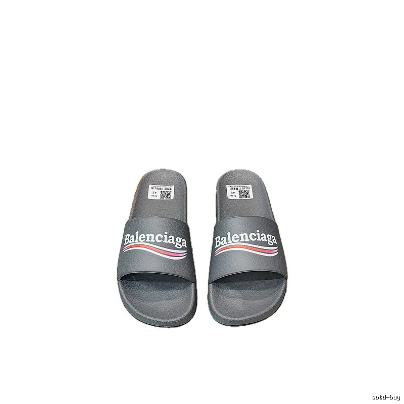 Balenciaga Casual Color Stripe Gray Slide Slippers