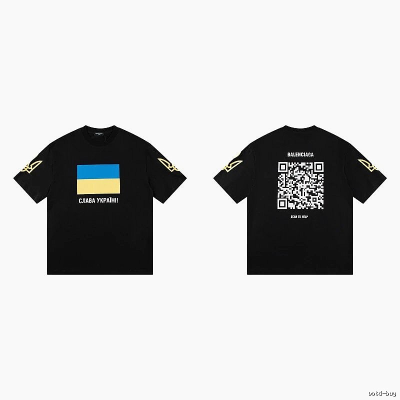 Balenciaga Charity Print Trendy Style Black Short-sleeve T-Shirt