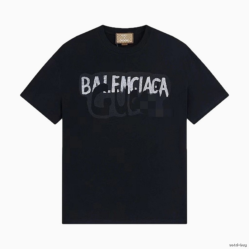 Balenciaga Co-branded Graffiti-style Black T-Shirt