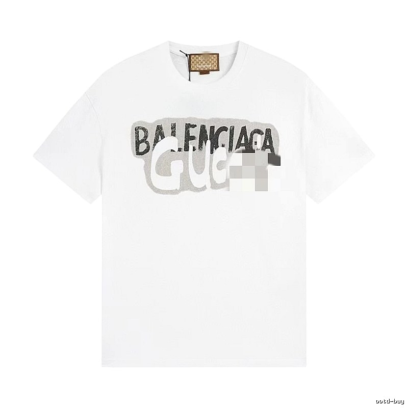 Balenciaga Co-branded Graffiti-style White T-Shirt