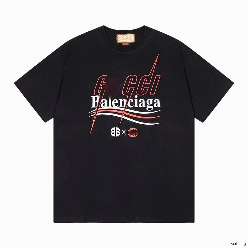 Balenciaga Co-branded Trendy Style Black Short-sleeve T-shirt
