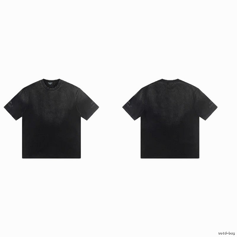 Balenciaga Distressed Street Style Black Short-Sleeve T-Shirt