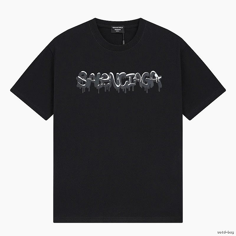 Balenciaga Graffiti Street Style Black Short Sleeve T-shirt