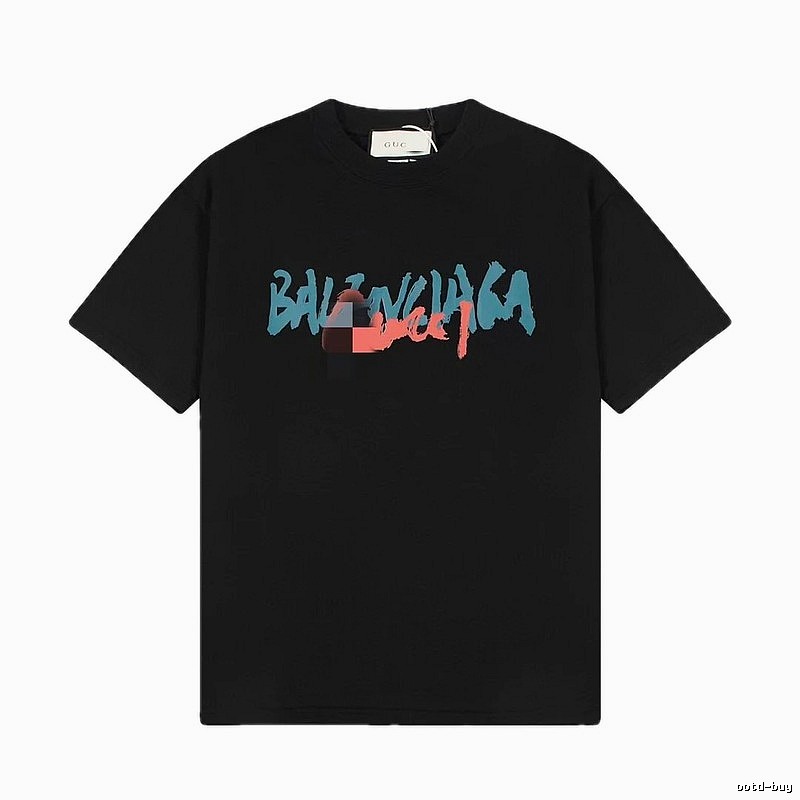 Balenciaga Graffiti Street Style Black T-Shirt
