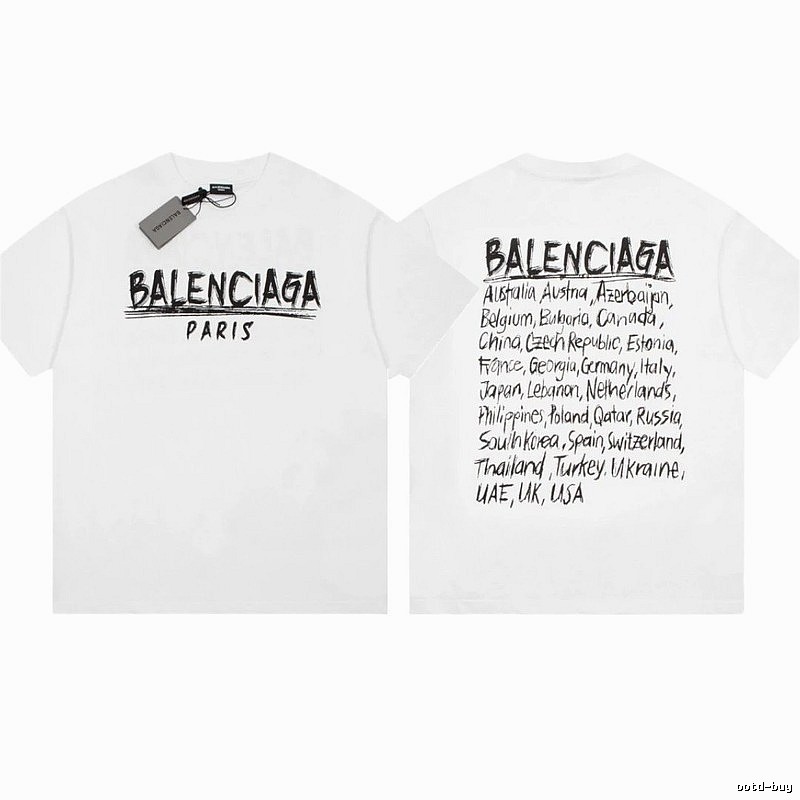 Balenciaga Graffiti Street Style White Short Sleeve T-Shirt