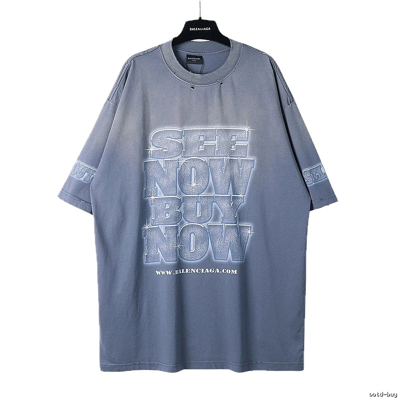 Balenciaga letter grey short-sleeve