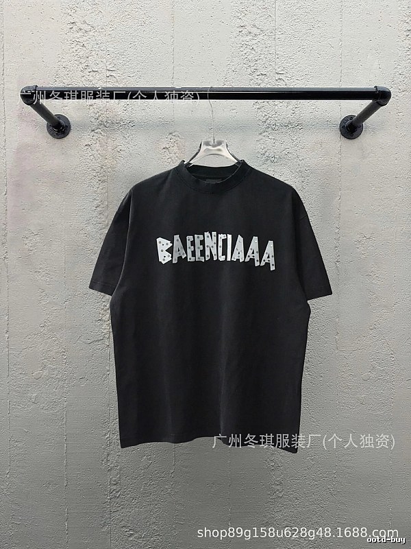 Balenciaga Letter Trendy Cool Black T-shirt