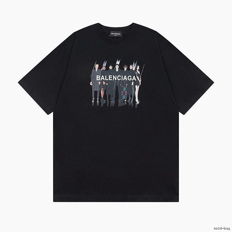 Balenciaga Portrait Print Trendy Black T-Shirt