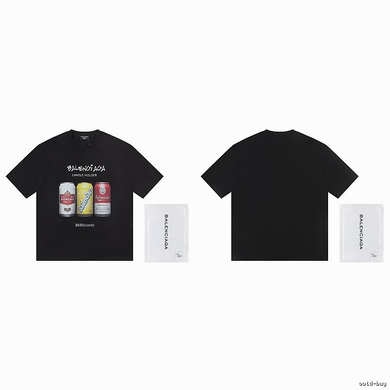 Balenciaga Street Style Black T-shirt with Coca-Cola Print