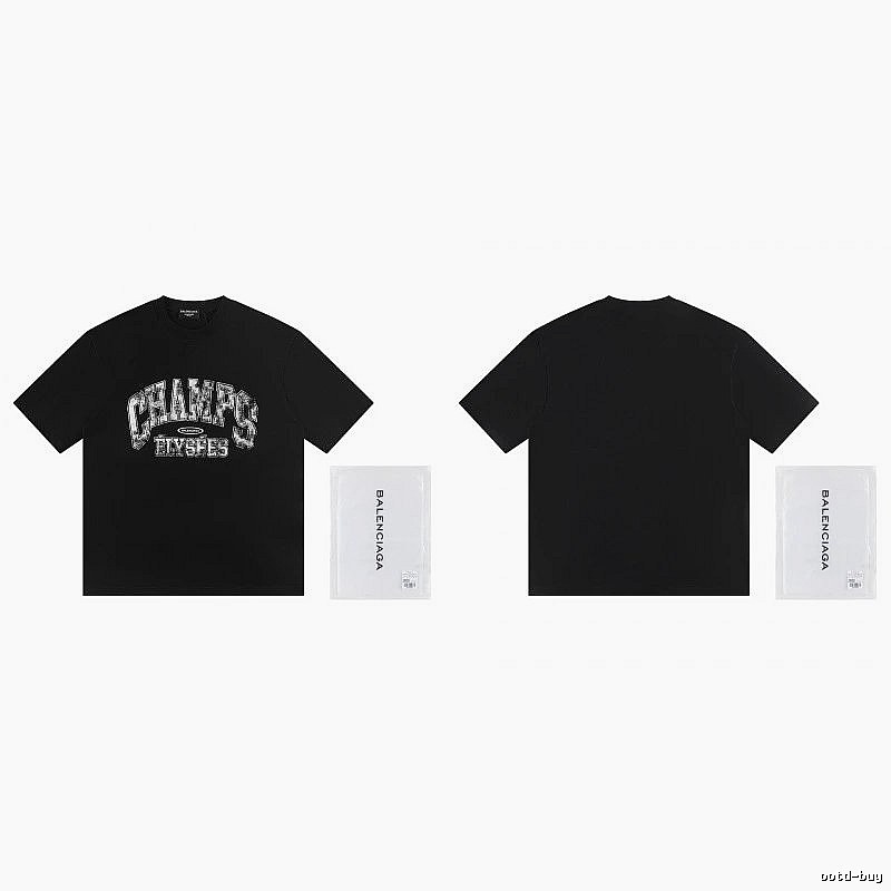 Balenciaga Vintage-style Printed Black T-Shirt