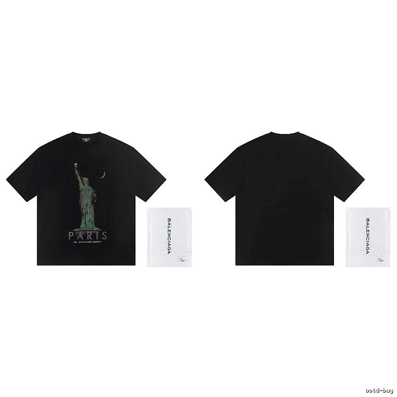 Balenciaga Vintage Style Statue of Liberty Black T-Shirt