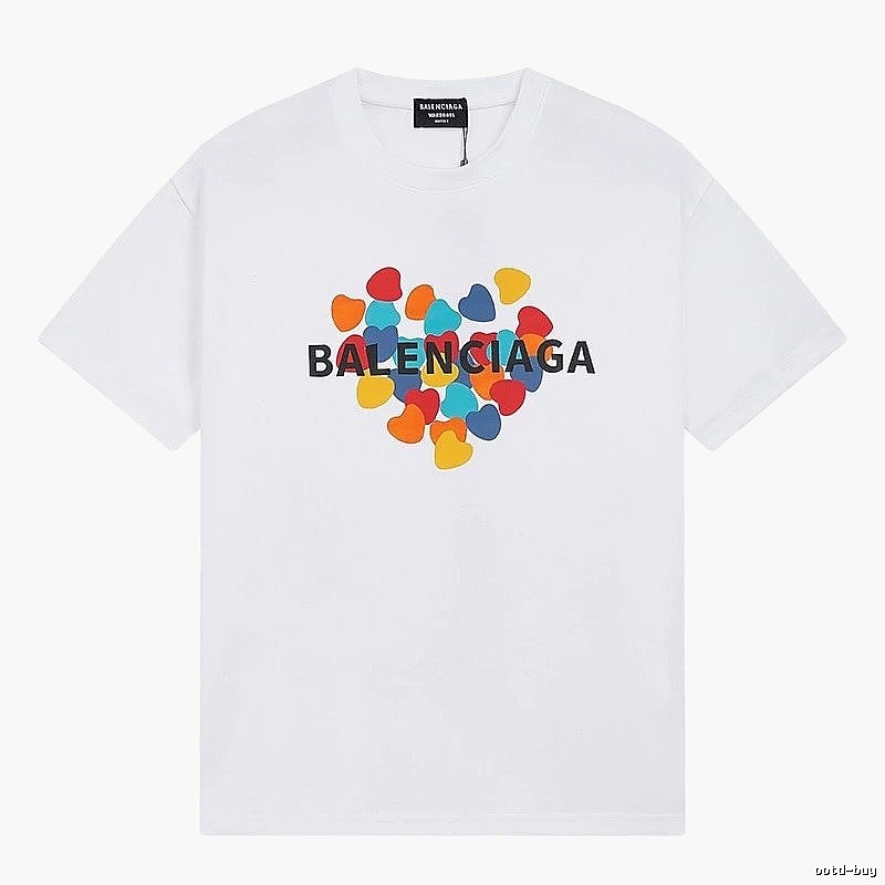 Balenciaga White T-shirt with Heart Print