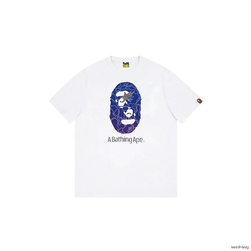 Bape ape face print short-sleeved white T-shirt