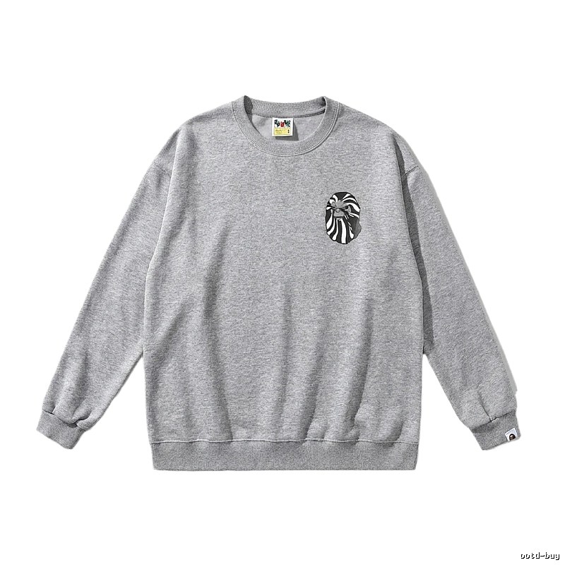 Bape Ape Head Minimalist Style Grey Sweatshirt