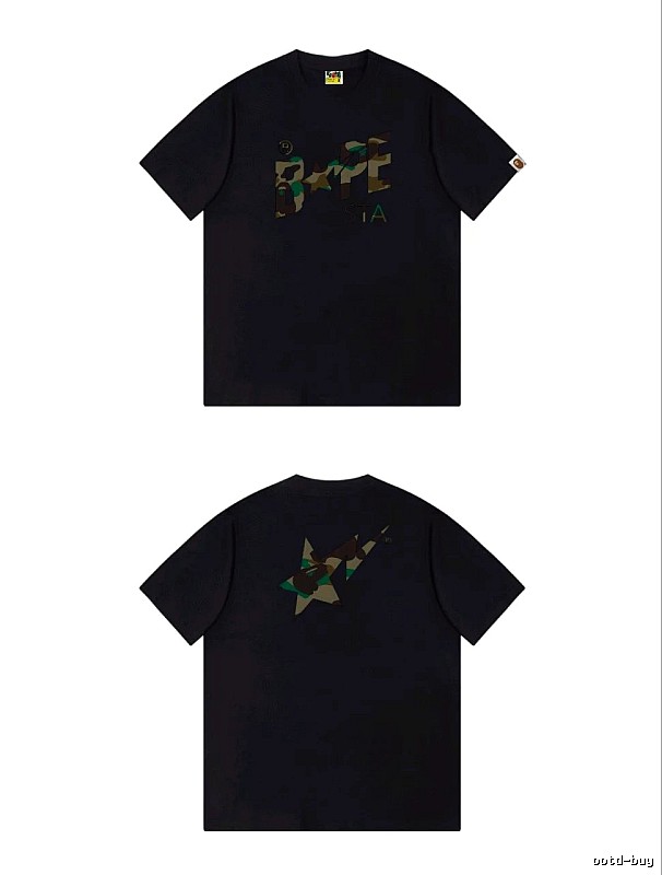 Bape camouflage style black T-shirt