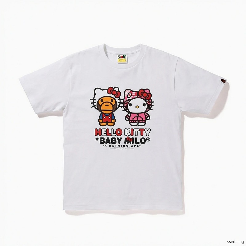 Bape Co-branded Cartoon Style White T-shirt
