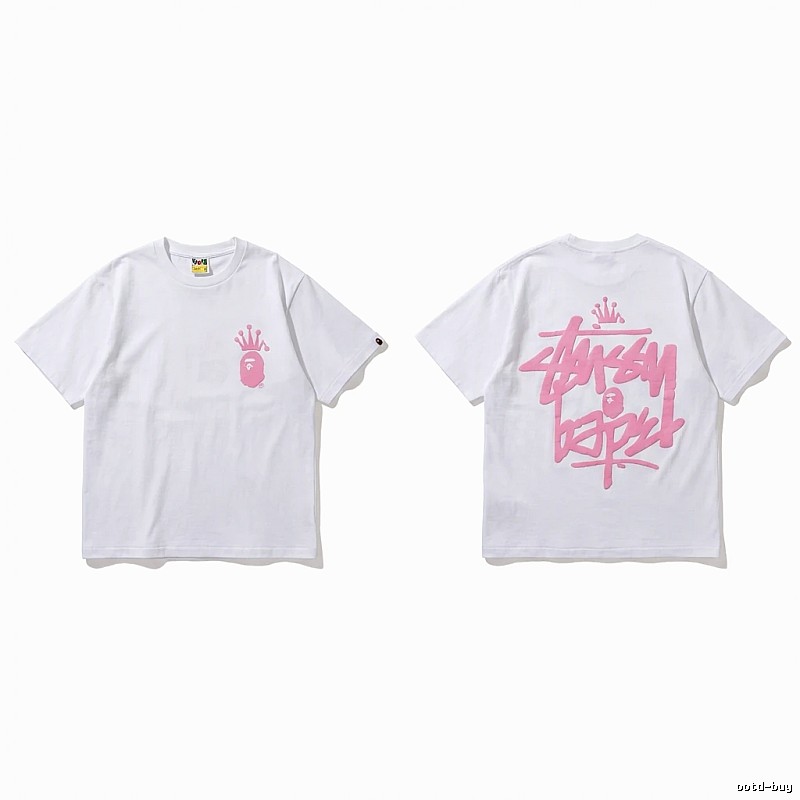 Bape Crown Graffiti Style White T-shirt