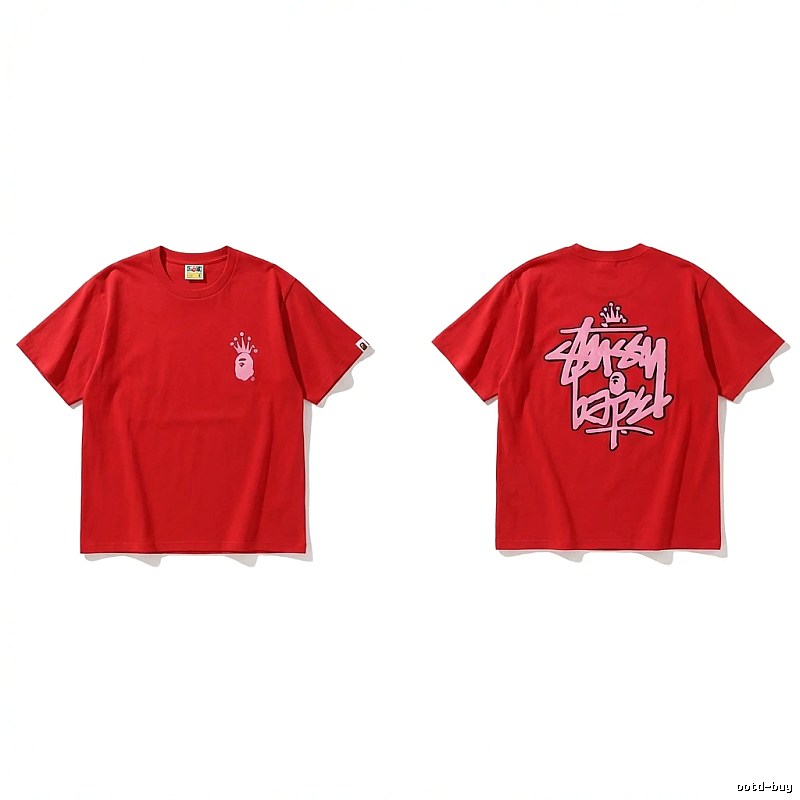 Bape Crown Series Red Trendy T-shirt