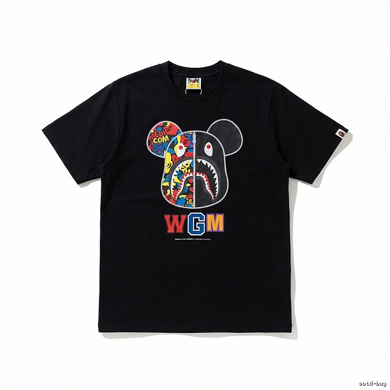 Bape Mickey Shark trendy brand black T-shirt